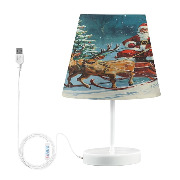 BZSMCE Table Lamp Creative Cute Deer Pulling Santa Simple Pattern Night Light