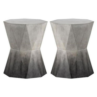 Home Square Prism 19" End Table with Hand-sprayed Ombre in Gray - Set of 2