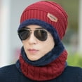 thumbnail image 4 of Bonnet d'Hiver Tricoté avec Écharpe, Rouge Vin, 4 of 6