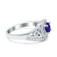 thumbnail image 2 of Celtic Art Deco Ring Round Blue Sapphire CZ 925 Sterling Silver Size 9, 2 of 6