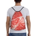 thumbnail image 2 of Kdxio Beef Steaks Print Drawstring Backpack Bag,Waterproof Draw String Back Sack, Gym Drawstring Bags Swim Bag For Unisex, 2 of 9