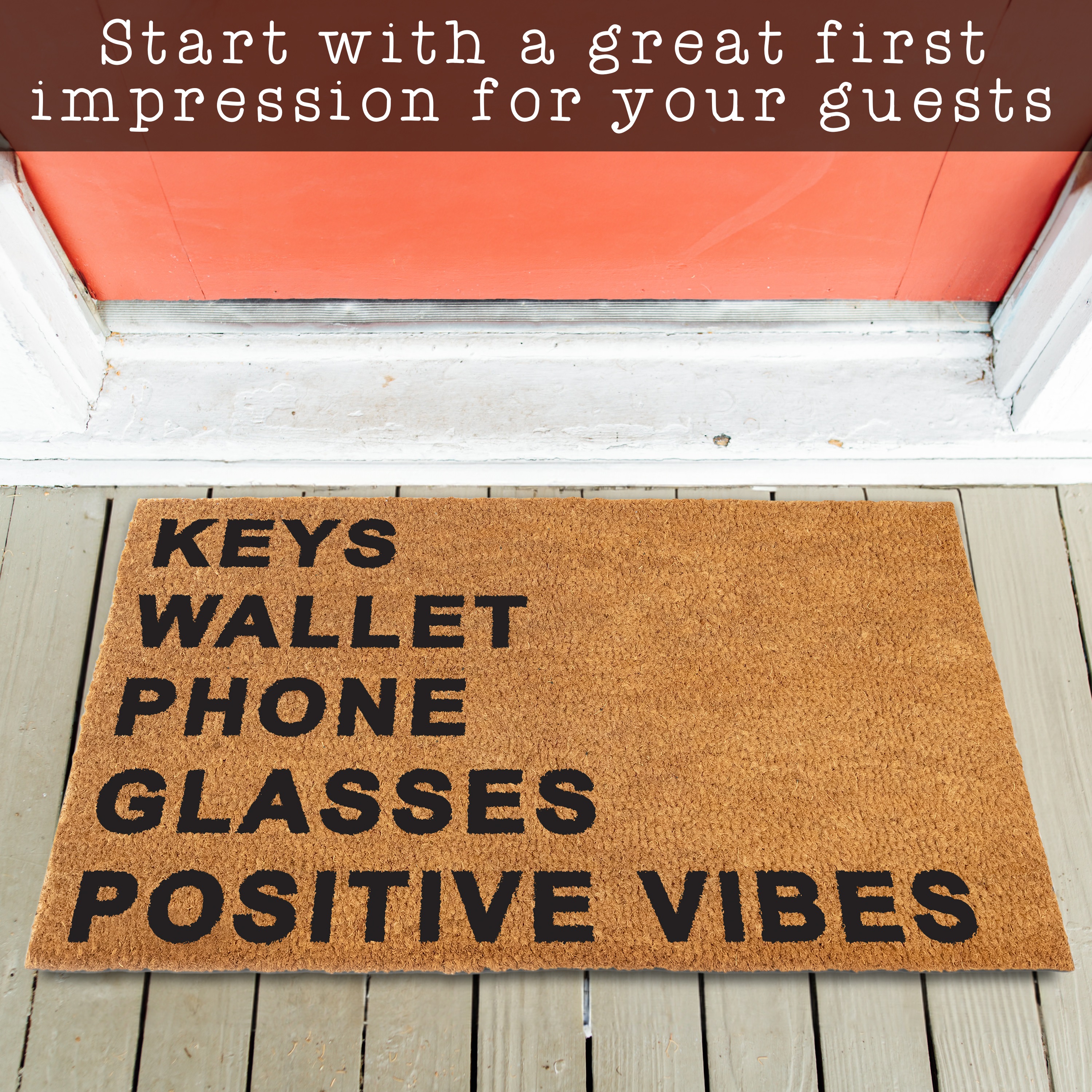 Keys Wallet Phone Glasses Doormat 30x17 Inch, Funny Outdoor Welcome Mat for Outside