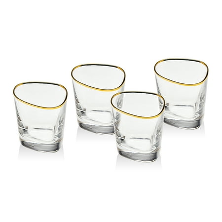 Godinger Cosmo Set Of 4 Gold Banded Glasses