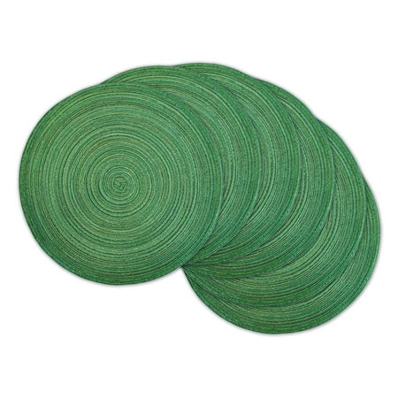 

CC Home Furnishings Variegated Lurex Round Woven Placemats - 15 - Emerald Green - Set of 6