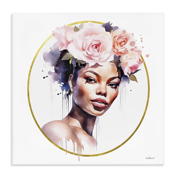 Stupell Industries Shabby Chic Girl with Roses Portrait Canvas Art, 17 x 17, by Amanda Greenwood