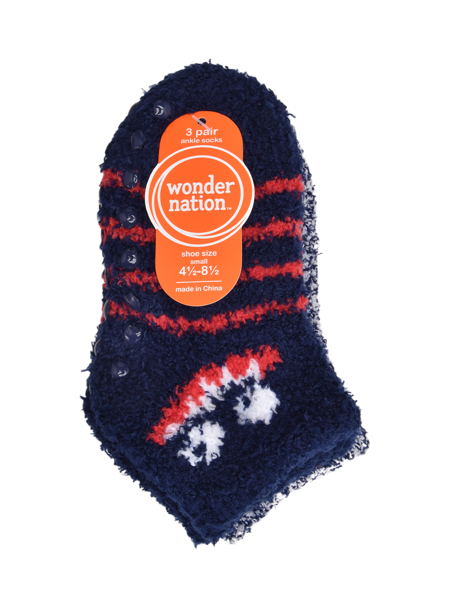Wonder Nation Boys Funny Face Icon Cozy Ankle Socks, 3-Pack, Size S, Shoe Sizes 4-8.5