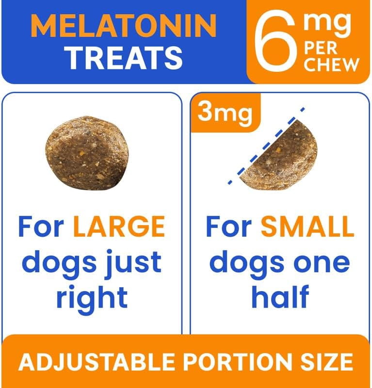 BARK&SPARK Extra Strength Melatonin Calming Chews for Dogs Sleep - 6mg Dog Melatonin Chews for Small & Large Dogs, Puppy Melatonin Treats - Calming Aid for Dogs - Medium Doggie Sleeping Pills - 120ct