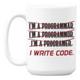 thumbnail image 1 of Funny I'm a Programmer, I Write Code White Ceramic Coffee & Tea Mug (15oz), 1 of 6