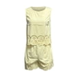 thumbnail image 5 of Short Outfits For Women 2 Piece Sets Summer Eyelet Embroidery Sleeveless Scalloped Tank Top & Drawstring Shorts Set Yellow S, 5 of 5