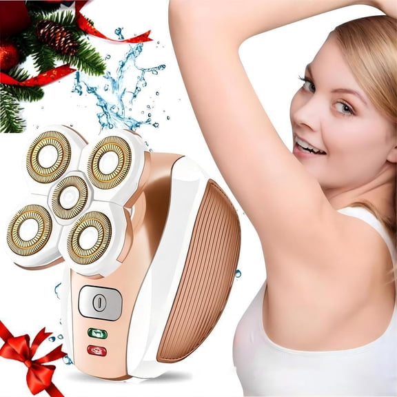 Women's electric hair removal shaver, rechargeable rotating waterproof painless trimmer, wireless hair removal device with detachable head wet dry use, women's legs, face, lips, bikini body