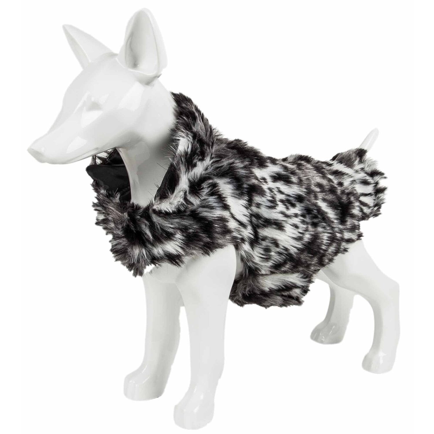 pet life  luxe 'paw dropping' designer gray-scale tiger pattern mink fur dog coat jacket
