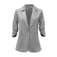 thumbnail image 5 of BSDJILFG Plus Size Linen Blazers Women Lined S-5XL ,3/4 Ruched Sleeve Summer Suit Jacket Lightweight Office Work Jackets with Pockets, 5 of 6