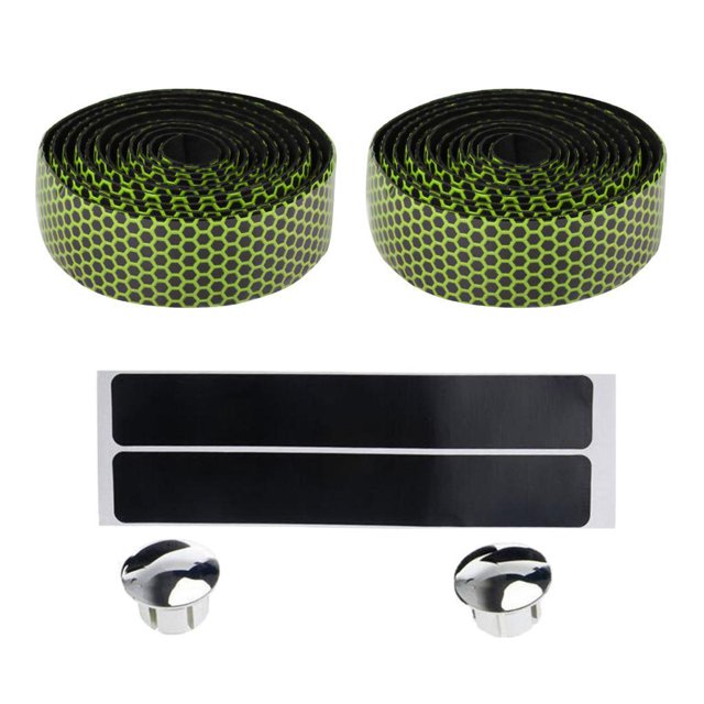 Cinta antideslizante para r de bicicleta, 2 rodillos, envolturas para r de ciclismo con tapones para extremos de barra Amarillo kusrkot Cinta de manillar de bicicleta