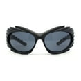 thumbnail image 2 of Hedgehog Fur Carving Retro Wrap Thick Temple Plastic Sunglasses All Black, 2 of 4