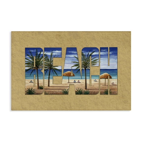 Stupell Industries Tropical Beach Outline Nautical & Beach Painting Wrapped Canvas Art Print Wall Art, 24 x 16