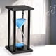 thumbnail image 2 of Temporizador de arena de una hora, soporte de marco negro de madera, reloj de arena, temporizador para oficina, cocina, decoración del hogar (arena azul, 60 min), 2 of 4