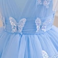 thumbnail image 5 of Sky Blue Girls Sequin Butterfly Tulle Dress Sleeveless A-Line Sparkly Party Gown for Kids Little Girl,Size 5-6T, 5 of 7
