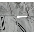 thumbnail image 2 of Men's Athletic Gym Sport Casual Running Jogging Sweat Hooded Tracksuit Set (Grey, S), 2 of 2