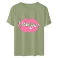 thumbnail image 5 of Qiopertar Mode Adulte Manches Courtes Col Rond Impression de la Saint-Valentin Blouse Décontractée T-Shirt Hauts Chemise Liquidation Livraison Gratuite Offres de la Semaine Liquidation, 5 of 5