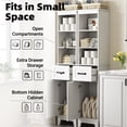 thumbnail image 3 of 63” Tall Bathroom Storage Cabinet, Freestanding Linen Cabinet, Narrow Bathroom Storage with Barn Door and Drawer, White, 3 of 8