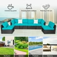 thumbnail image 6 of Kinbor 6pcs Outdoor Patio Furniture Set Wicker Sectional Sofa with Cushions, Turquoise, 6 of 9