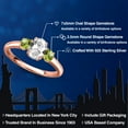thumbnail image 2 of Gem Stone King 18K Rose Gold Plated Silver White Created Sapphire and Green Peridot Engagement Ring for Women | 1.41 Cttw | Oval 7X5MM | Gemstone September Birthstone | Size 6, 2 of 6