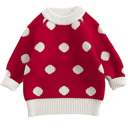 

XFYSSS Fasion Spring and Autumn Baby Casual Polka Printing Pullover Sweater Round Neck Warm Sweater Girl s Warm Sweater