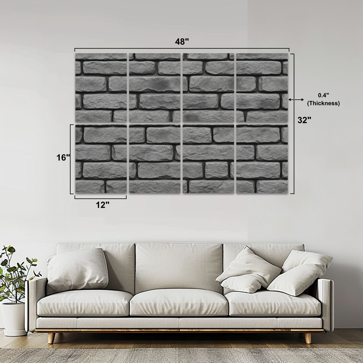8 Pack Art Acoustic Panels Sound Absorbing Gray Vintage Brick Wall Rough Surface Decorative Soundproof Wall Panels Self Adhesive for Nursery Game Room Bedroom 48"x32"