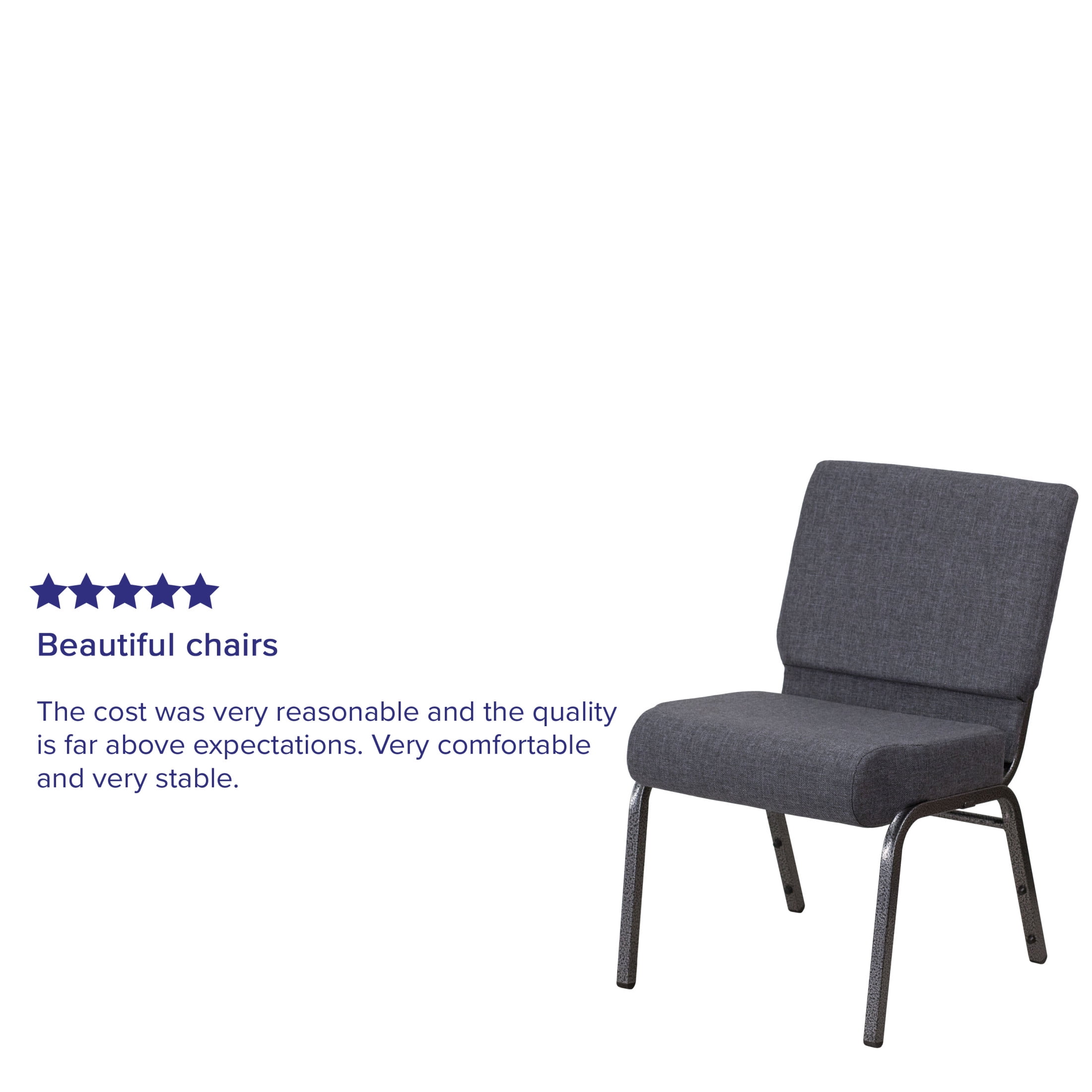 Flash Furniture Hercules Series 21"W Upholstered Church Chair with Book Pouch, Dark Gray