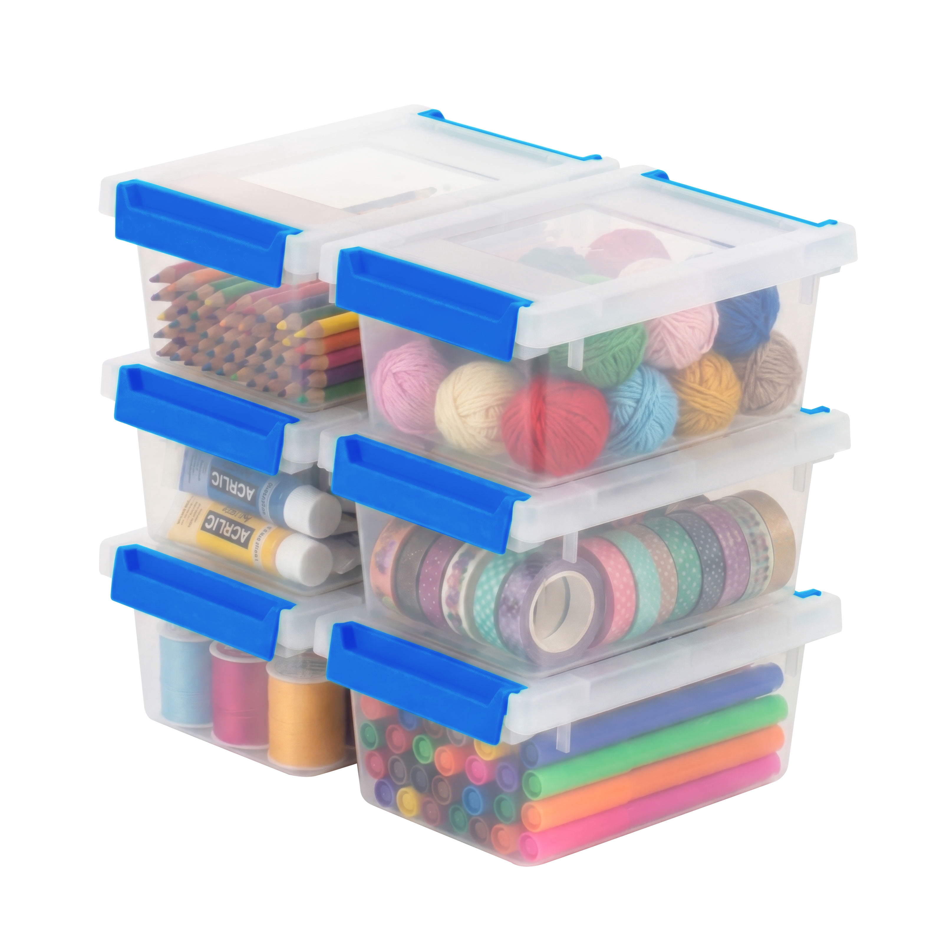 IRIS 1 Qt. Plastic Storage Bins with Lids, Clear Containers, Latching Totes 6Pk