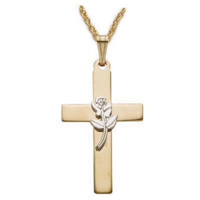 Mcvan J9257 18 in. Chain Gold Over Sterling Silver Cross