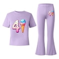 thumbnail image 6 of Girls' 2 Piece Flared Pants Set Summer Outfits Clothing Set for Girls 10 12 Printed Short Sleeve Top Shirt and Bell Bottom Pants Size 8-9 Years Purple, 6 of 6