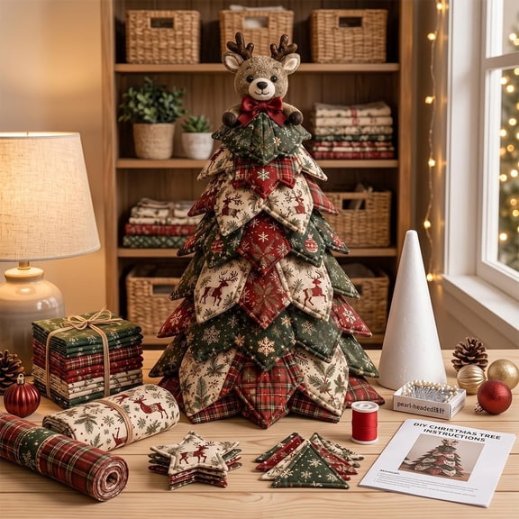 DIY Quilted Christmas Tree Kit - Christmas Tree Quilt Kit (#E) | Fabric Christmas Tree, Quilted Fabric Trees DIY Kit for Adult Beginner, Gifts Quilting Lovers Christmas Home DรฉCor Adult