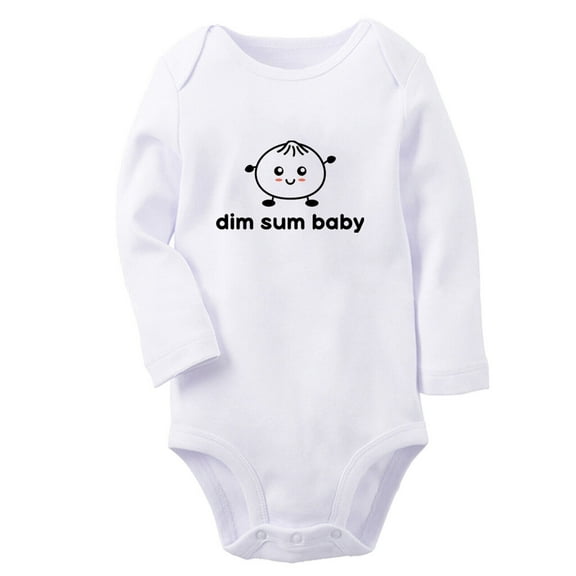 Dim Sum Baby Adorable Dimsum Bao Dumpling Funny Rompers, Newborn Baby Unisex Bodysuits, Infant Jumpsuits, Toddler 0-12 Months Kids Long Sleeves Oufits (White, 6-12 Months)
