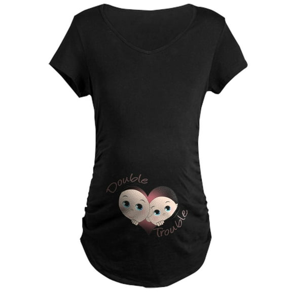 CafePress - Cute Double Trouble Twins Maternity Dark T Shirt - Maternity Dark T-Shirt