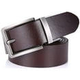 thumbnail image 3 of Marino Reversible Brown/Black Leather Belt For Men - Classic Dress Belt 1.25 inch Wide - With Removable Rotating Buckle, 3 of 5