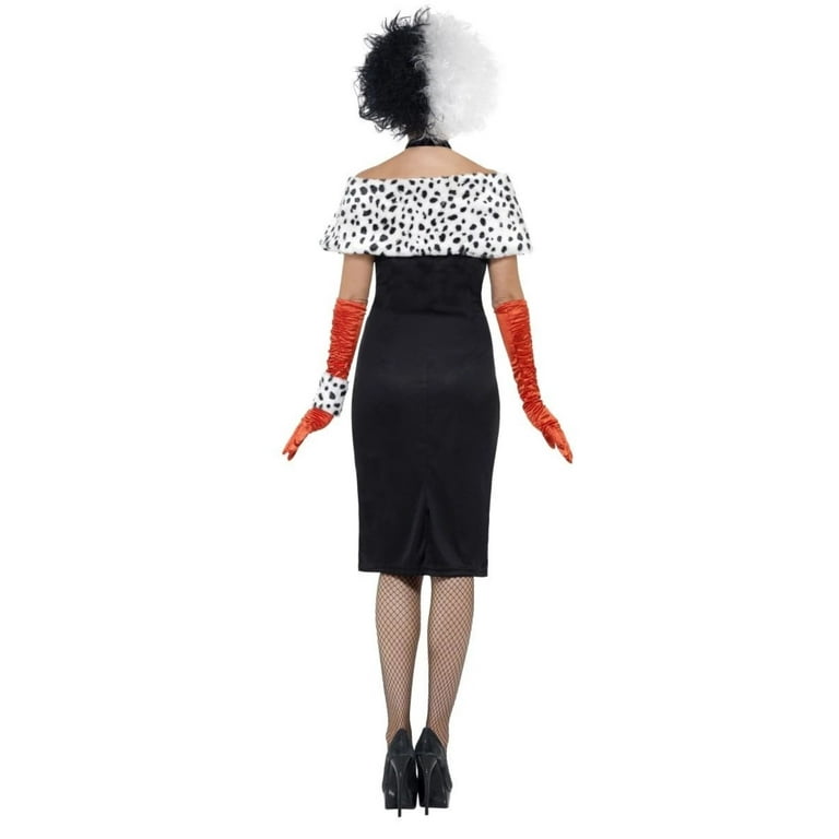 Cruella Devile Evil Madame Costume Adult Black White Dress Cruella Devile Evil Madame Costume Adult Black White Dress