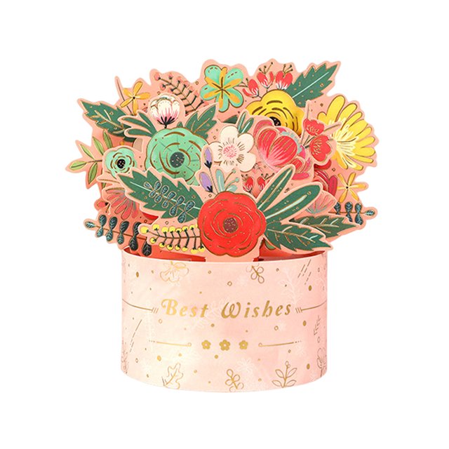 Tarjeta de felicitación de la flor del día de la madre Tarjeta de año nuevo 3D creativa para mamá (rosa) Ehuebsd Libre de BPA
