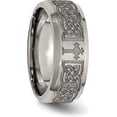 thumbnail image 6 of Chisel Titanium Brushed and Polished Cross Laser Design 8.2mm Beveled Edge Band - Ring Size 8.5-5.2gm, 6 of 8