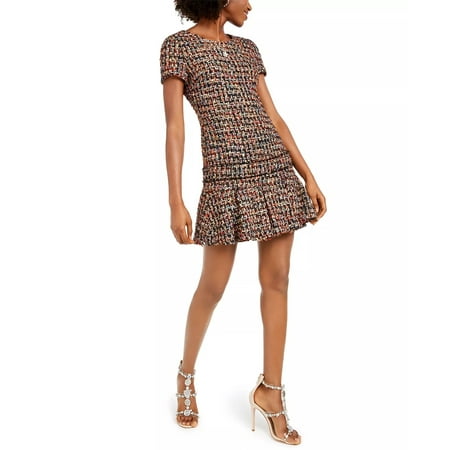 Betsey Johnson Women's Ruffled Tweed A-Line Dress Gray Size 2