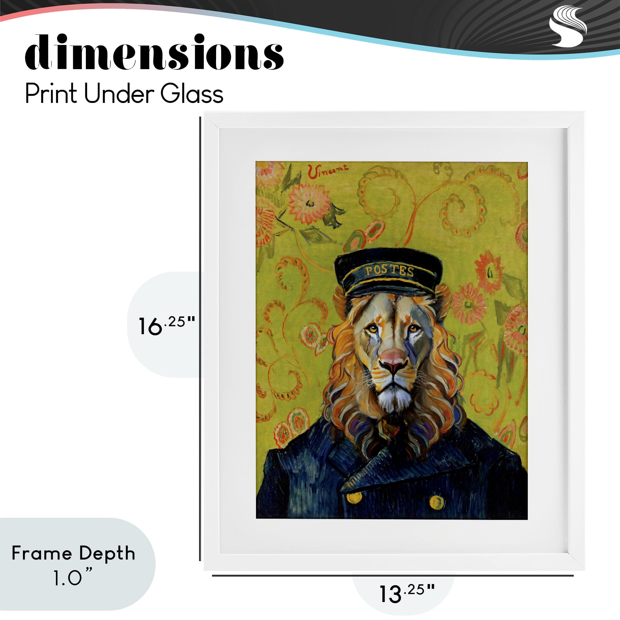Stupell Industries French Lion Postmaster White Framed Print Under Glass, design by Grotto Studios