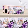 thumbnail image 4 of Feishell for Google Pixel 8 Case with Rotating Metal Ring Kickstand, Stylish Thin IMD Marble Flower Pattern Cover Shockproof Lightweight Slim Fit Girls Women Phone Case for Google Pixel 8,F, 4 of 6