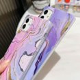 thumbnail image 3 of HAHDAXIA Luxury Glitter Marble Pattern iPhone 11 Square Edge Case,Chic Slim Golden Plating TPU Silicone Rubber Gel Sturdy Protective Bumper Cases Cover(Purple), 3 of 6