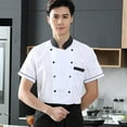 thumbnail image 2 of Unisex Chef Coat Jacket Catering Kitchen Short Sleeve Chef Baking Work Clothes For Wear L White, 2 of 9