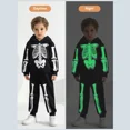 thumbnail image 3 of Toddler Boys Girls Glow-in-The-Dark Hoodies Set Halloween Skeleton Costumes Pumpkin Sweatshirt Tracksuit Pants, 2-6 Years, 3 of 9