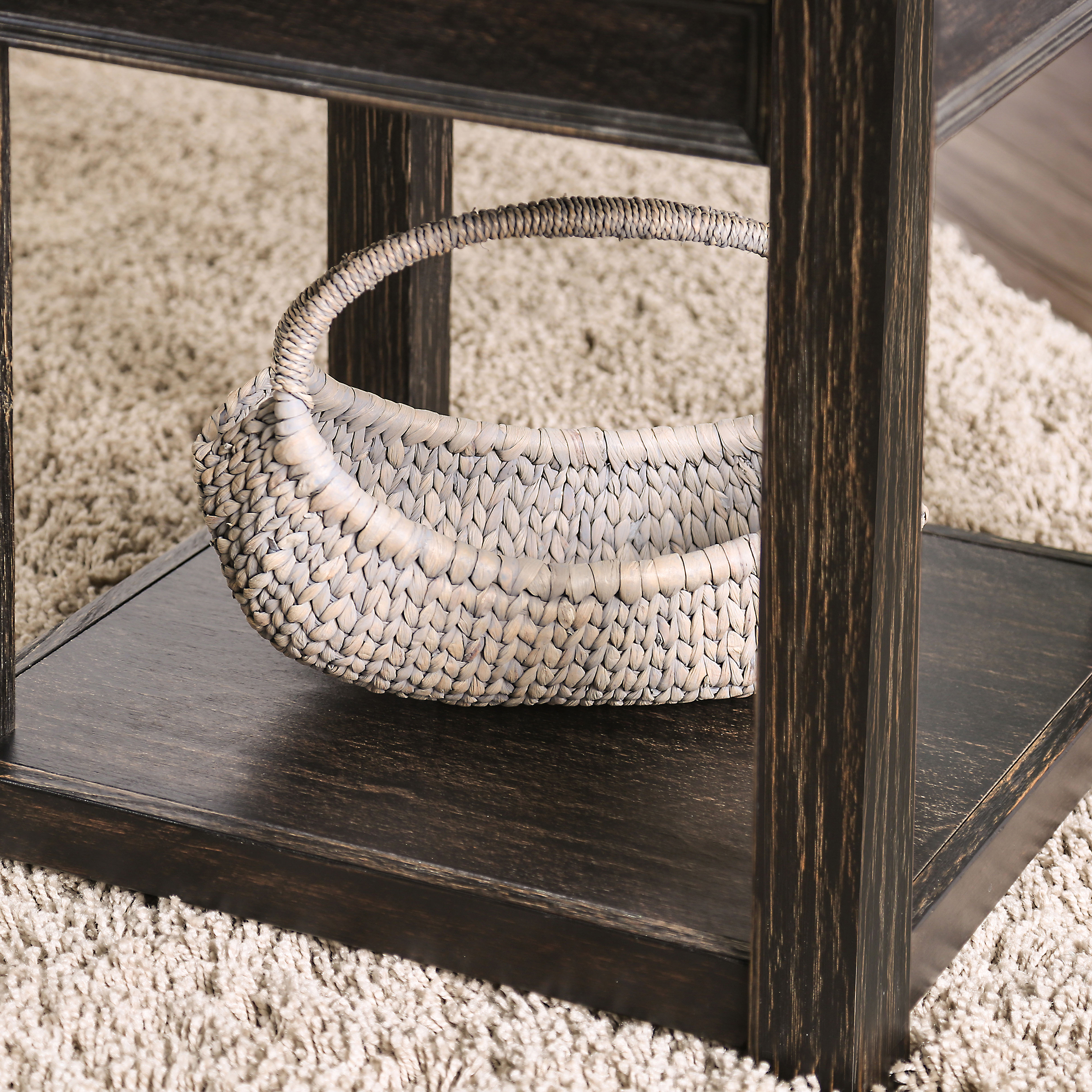 Furniture of America Keller Country Lower Shelf End Table, Black