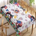 thumbnail image 3 of 4th of July Cartoon Mouse Patriotic Rectangle Tablecloth 60x120 Inch, America Flag Anemone Flower Decorative Table Cloth Dining Table Cover, American USA Firework Dinner Party Picnic Decoration, 3 of 5