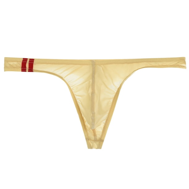 Tanga transparente de seda de hielo para hombre, ropa interior fina de cintura baja, sexy, con forma de U, pantalones cortos transpirables de verano para jóvenes