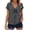 Gray, variant on Women's Summer Solid Color Short Sleeve Faux Linen Tie Bow Top, V Neck Loose Casual Lightweight Blouse Light Blue S