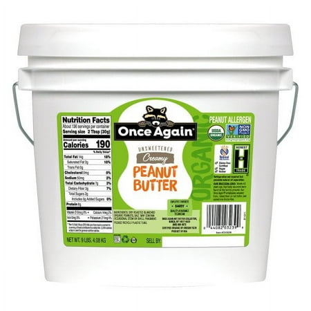Once Again Unsweetened Creamy Organic Peanut Butter 9 lb